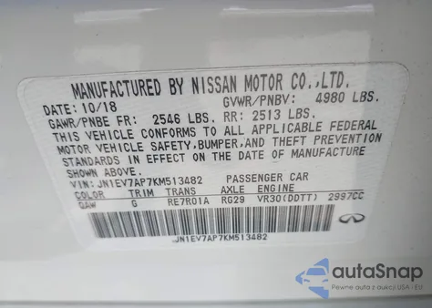 2019 Infiniti Q50 3.0T Sport from USA, damaged, VIN JN1EV7AP7KM513482